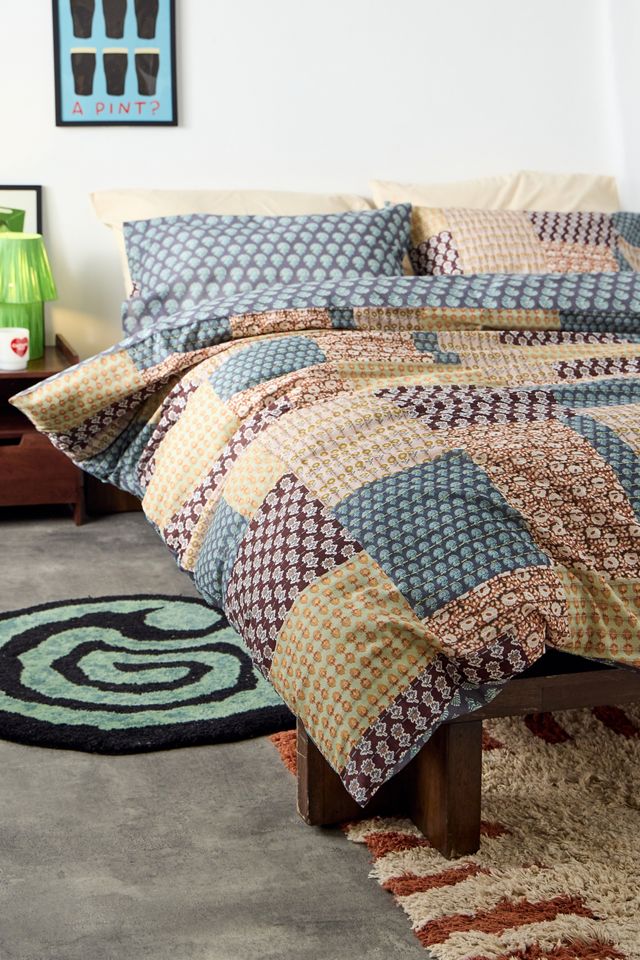 Set Copripiumino Reversibile Patchwork a Stampa a Blocchi #3