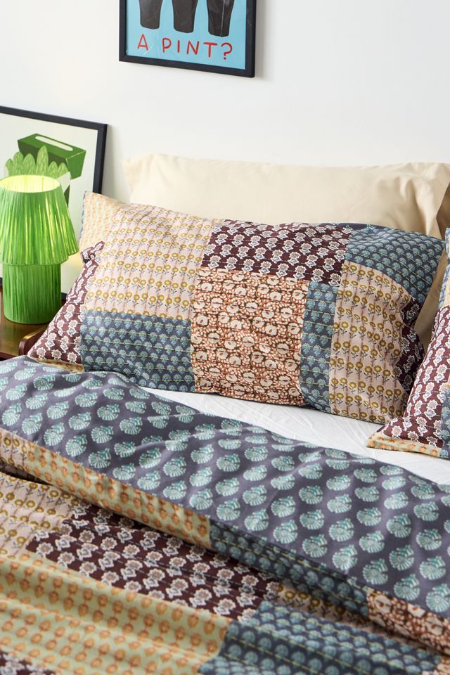 Set Copripiumino Reversibile Patchwork a Stampa a Blocchi #1