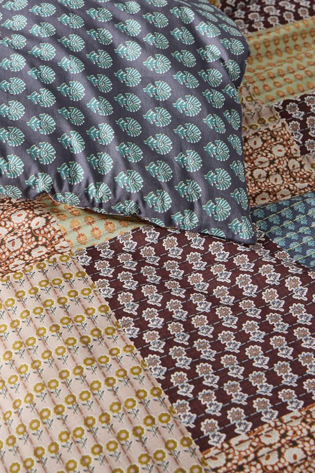 Set Copripiumino Reversibile Patchwork a Stampa a Blocchi #4