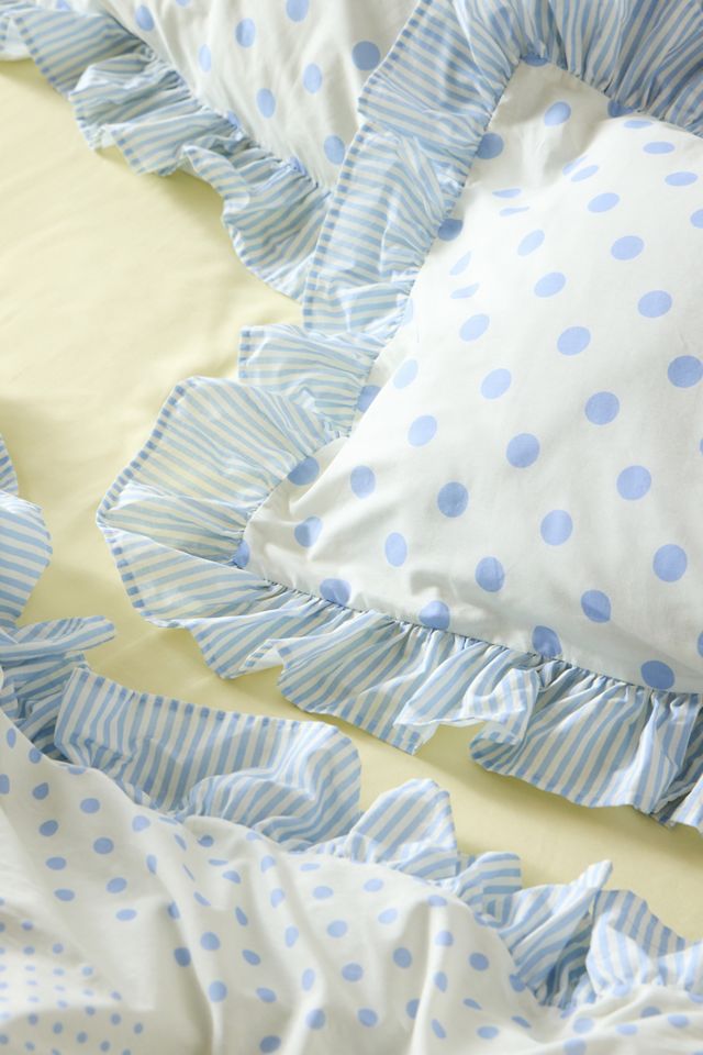Set Copripiumino con Volant a Pois Blu #2