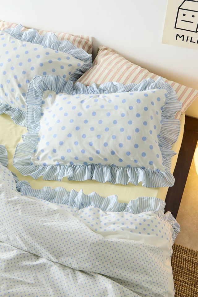 Set Copripiumino con Volant a Pois Blu #1