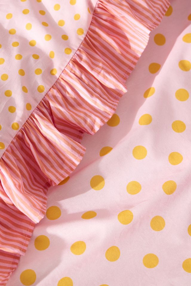 Ensemble de housse de couette à pois rose et orange #4