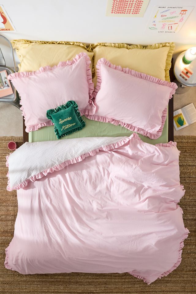 Juego de Edredón de Seersucker con Rayas Rosas #2