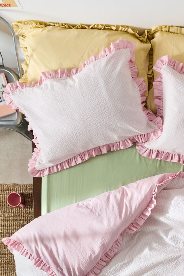 Juego de Edredón de Seersucker con Rayas Rosas #3