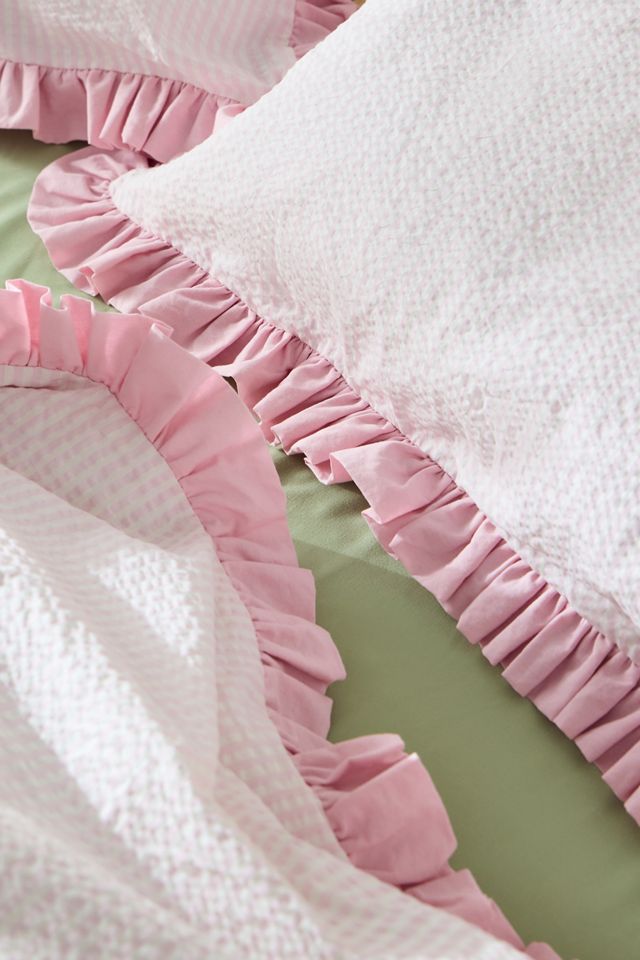 Juego de Edredón de Seersucker con Rayas Rosas #4