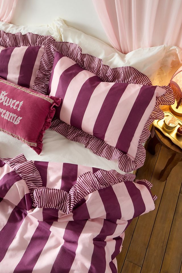 Ensemble de housse de couette à rayures avec volants #4