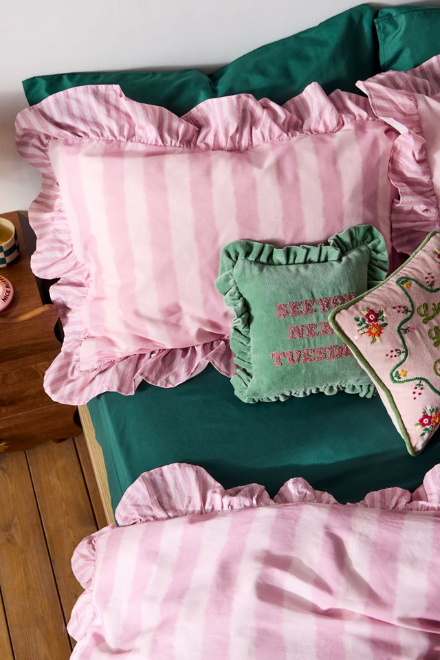 Ensemble de housse de couette à rayures avec volants #5