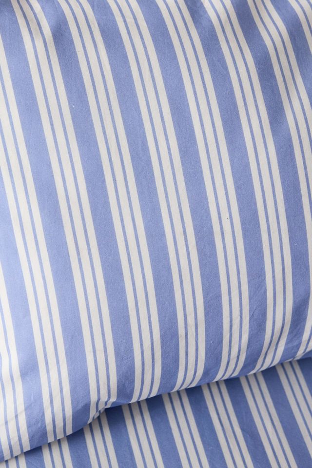 Juego de Sábana Ajustable y Funda de Almohada de Rayas Azules #4