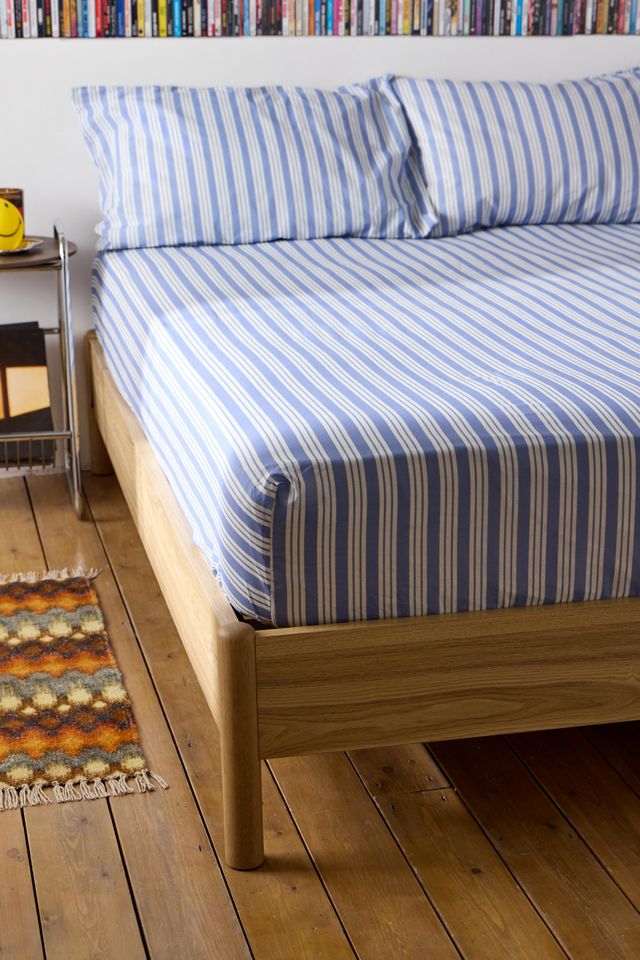 Juego de Sábana Ajustable y Funda de Almohada de Rayas Azules #2