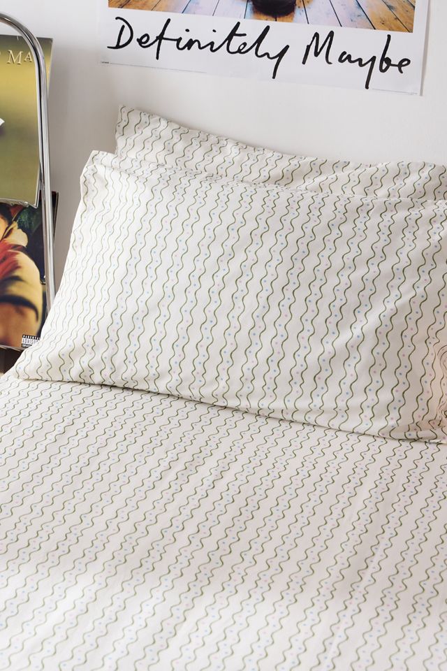 Juego de Sábana Ajustable y Funda de Almohada con Rayas Onduladas #2