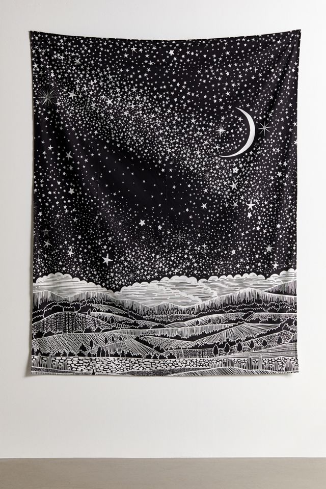 Arazzo Paesaggio Celeste Bianco e Nero #1