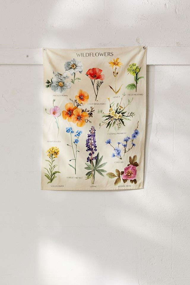 Botanical Wildflower Reference Chart Tapestry #1