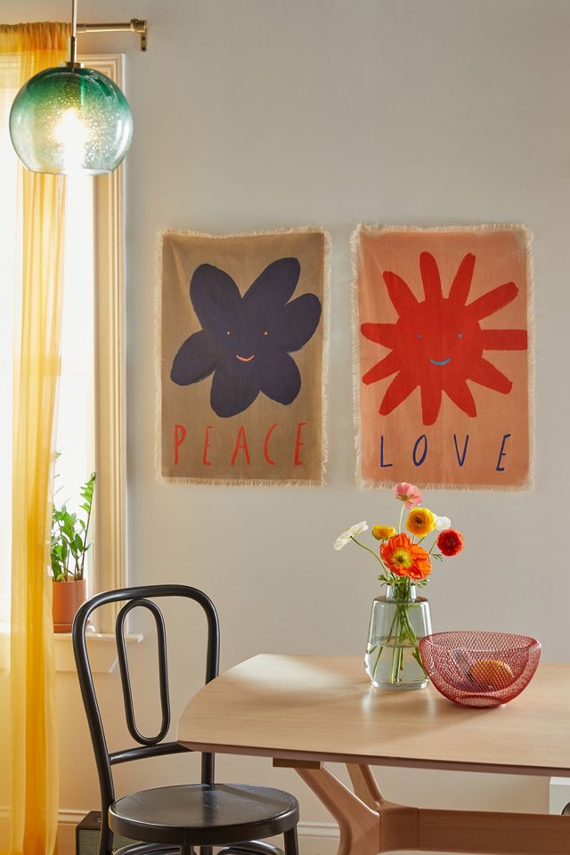 Flower Motif Peace Flag Tapestry #3