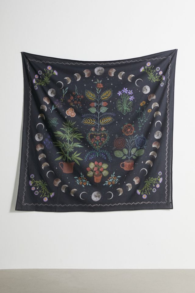 Moon Phase Plant Tapestry #1
