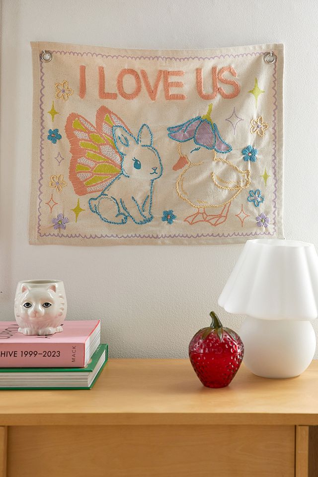 I Love Us Embroidered Wall Hanging