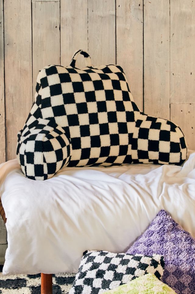 Black and clearance white checkered pillow