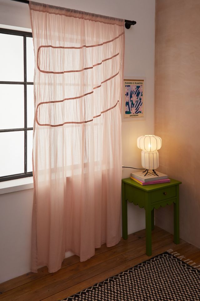 Pink Gathered Chiffon Curtain | Urban Outfitters UK