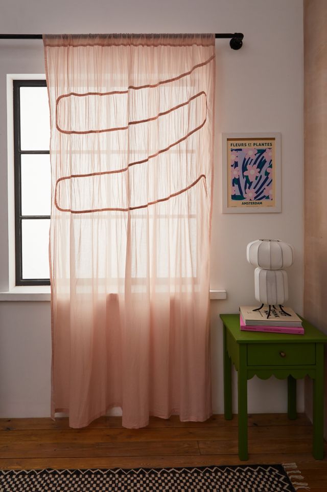 Pink Gathered Chiffon Curtain | Urban Outfitters UK