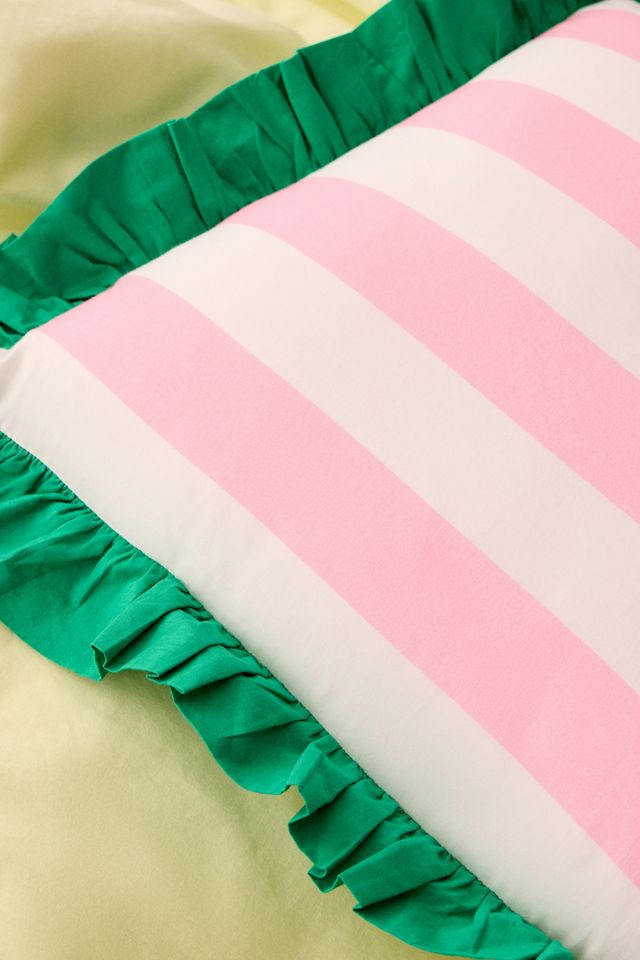 Coussin à rayures rose et vert Harper #1