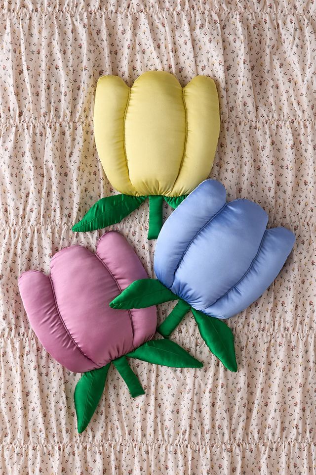 Blue Satin Tulip Cushion #2