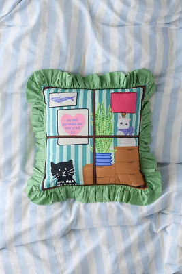 Window Scene Embroidered Cushion Product Page