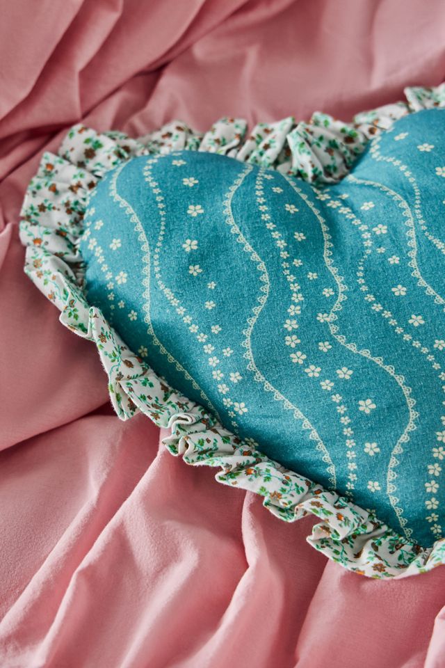 Blue Floral Mini Heart Cushion #1