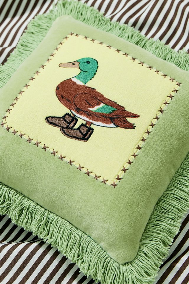 Mini coussin canard rigolo vert #1