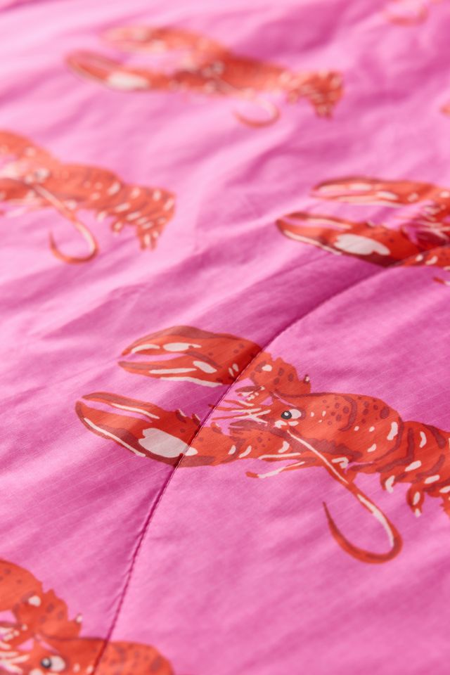 BAGGU Pink Lobster Puffy Picnic Blanket #2