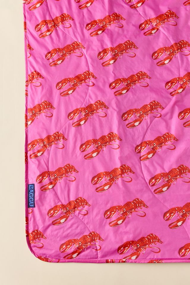 BAGGU Pink Lobster Puffy Picnic Blanket #3