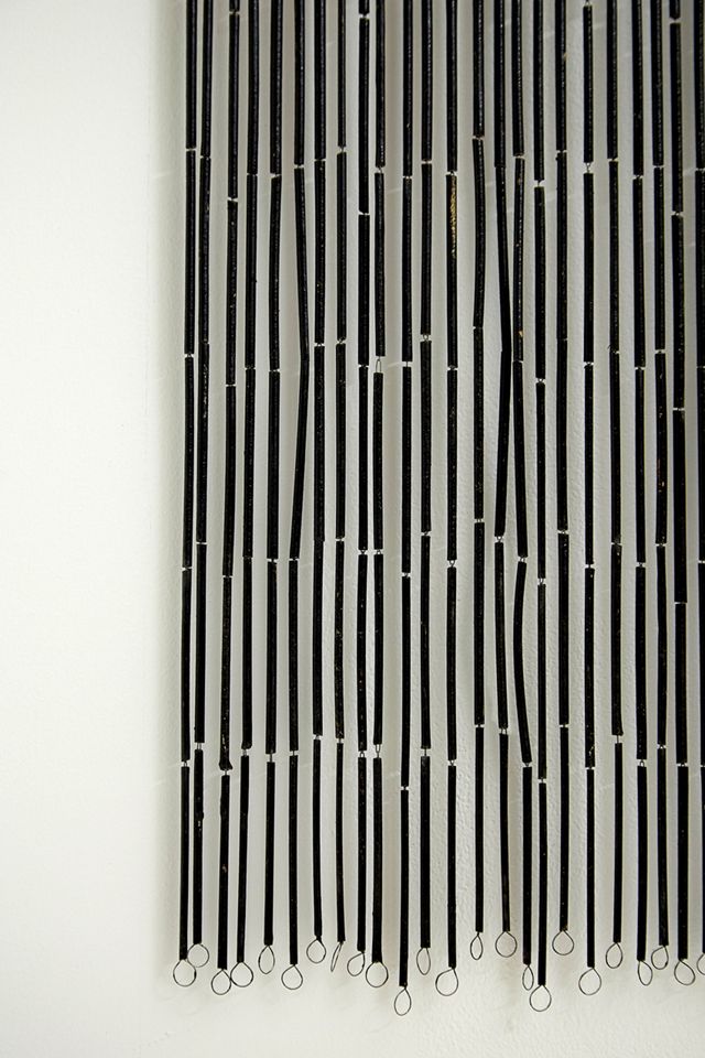Black Floral Bamboo Beaded Curtain #3