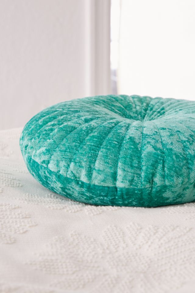 Shelly Round Green Velvet Cushion #1