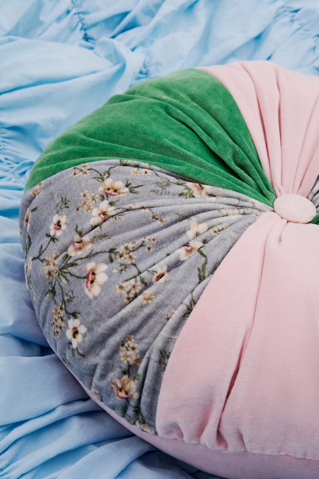 Circle Floral Velvet Cushion #1