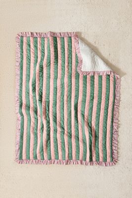 Rosa & Grün Gestreifte Gesteppte Decke