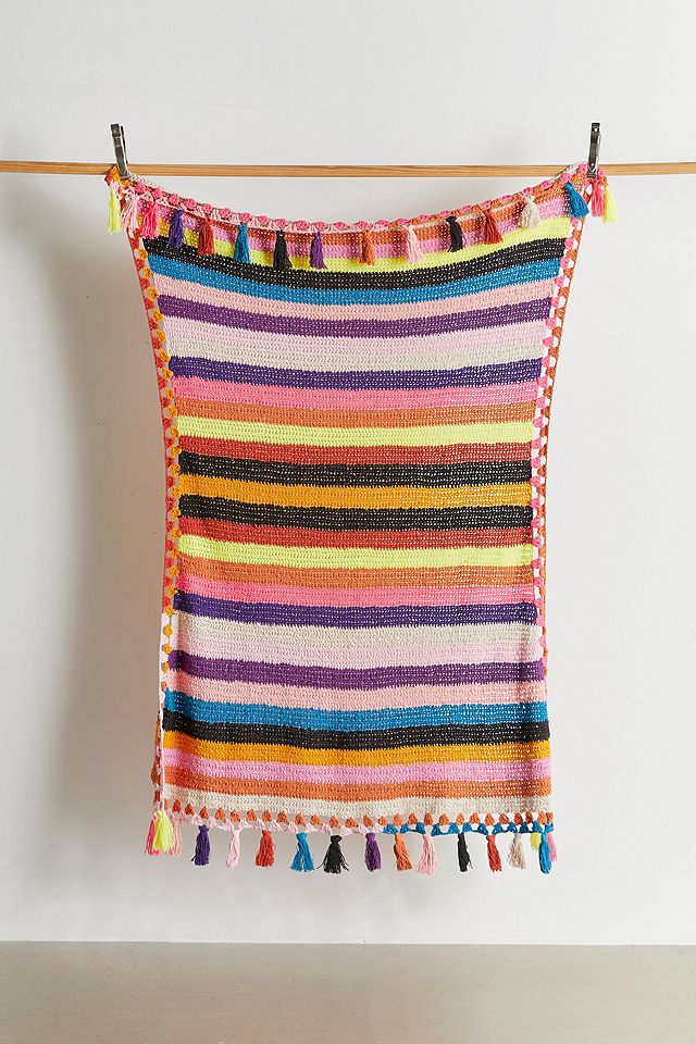 Rainbow Crochet Throw Blanket