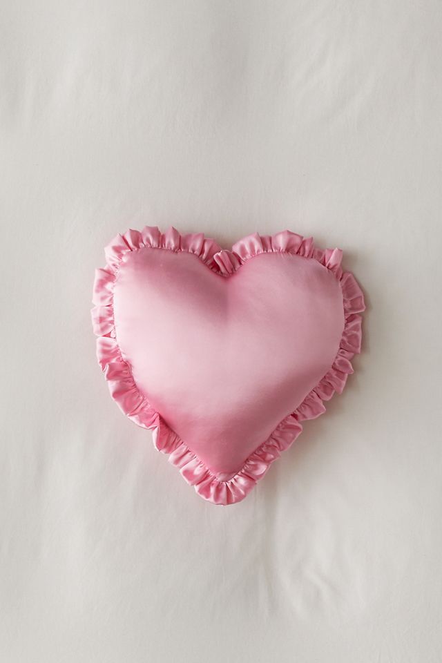 Pink Satin Heart Cushion #1
