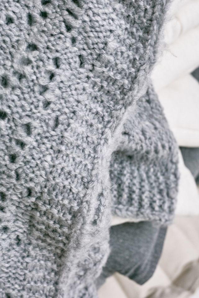 Grey Knit Throw Blanket #1