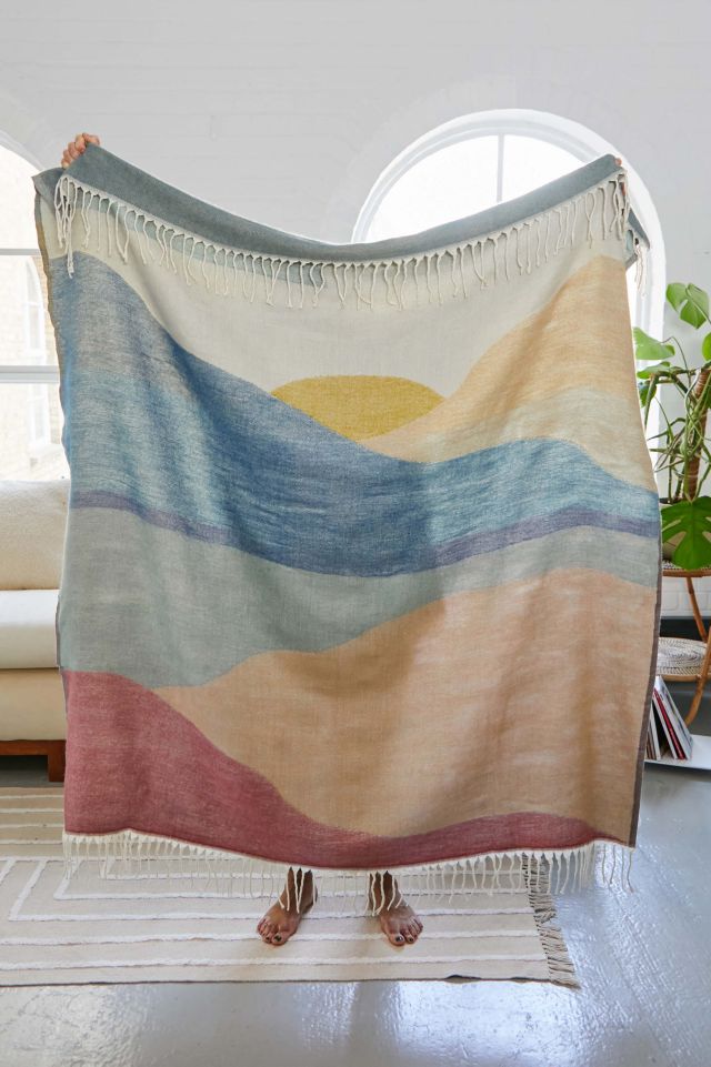 Pastel Landscape Throw Blanket | Urban Outfitters UK