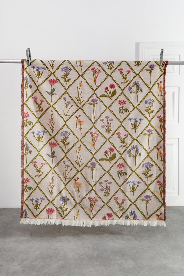 Vintage Wildflower Throw Blanket #1