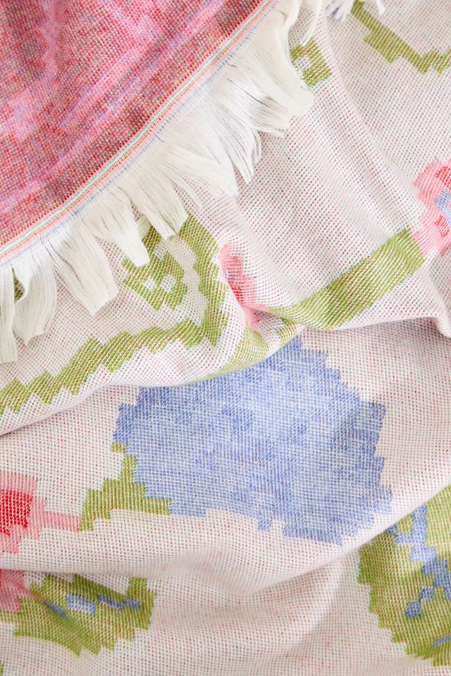 Floral Cross-Stitch Throw #5