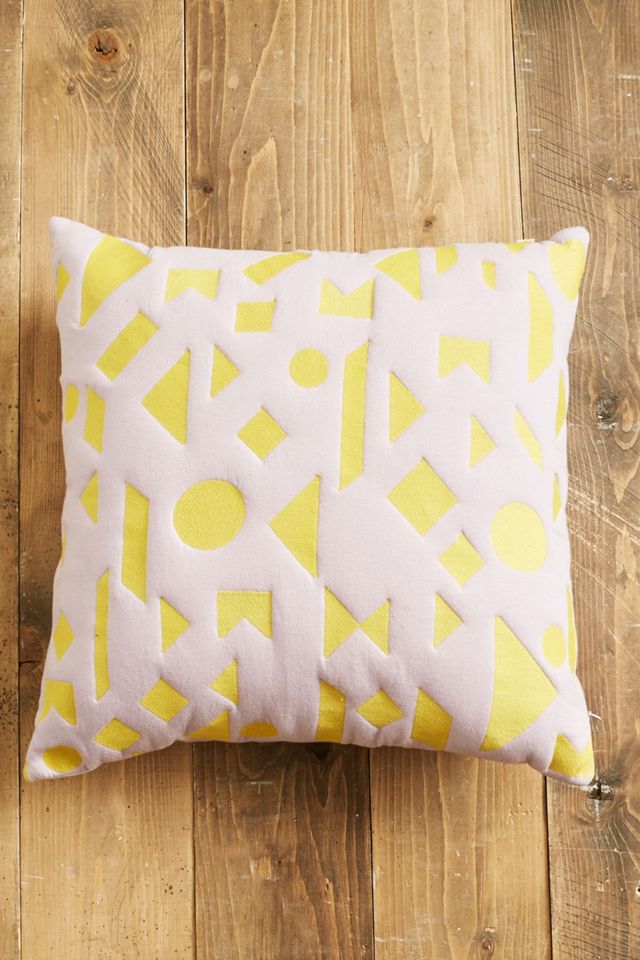 Shapes Lilac & Yellow Throw Cushion #1