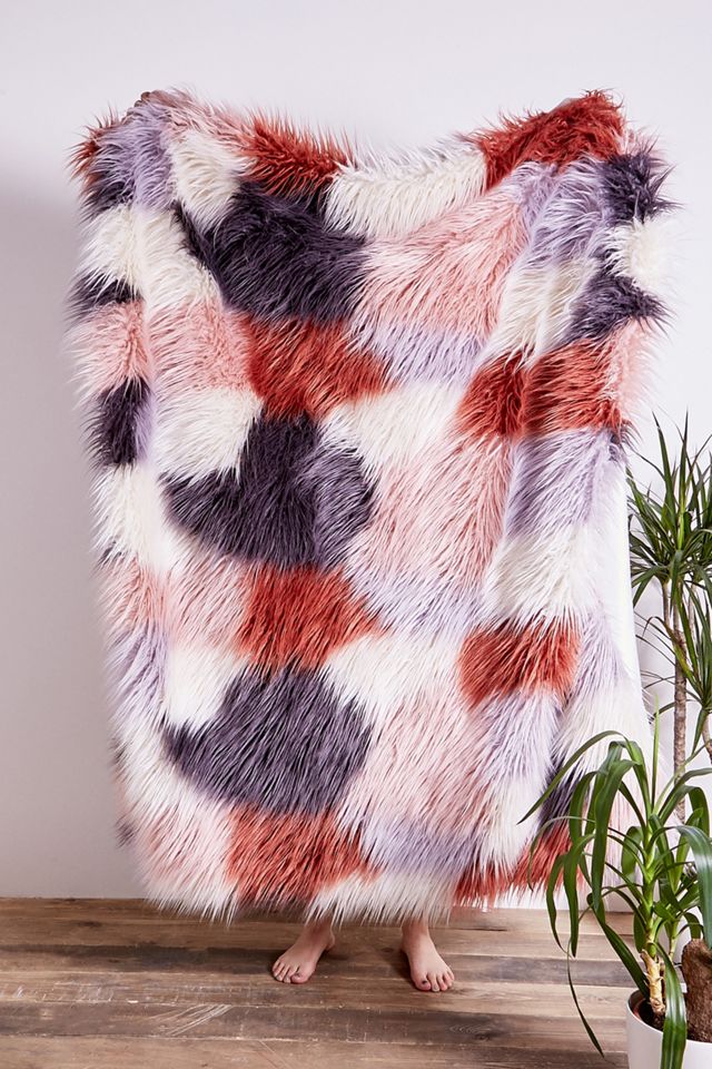 Faux Fur Jacquard Throw Blanket #1