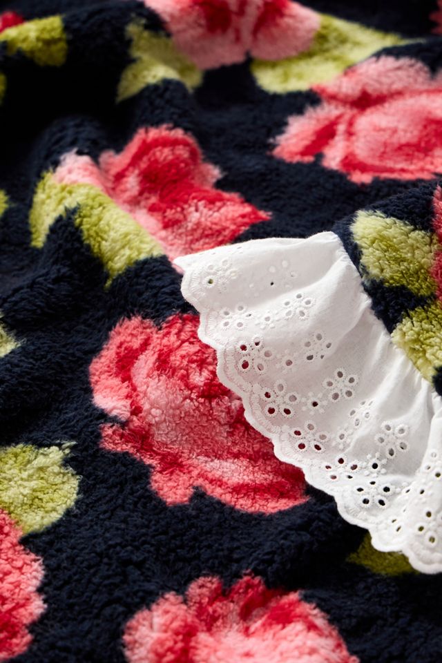 Dark Floral Fleece Throw #4