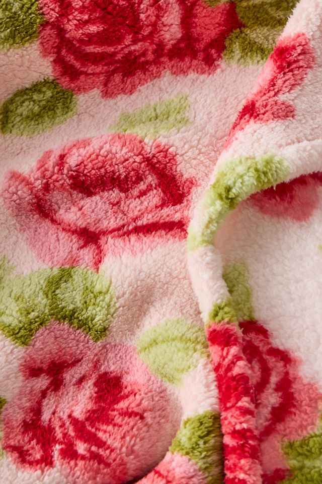 Couverture en polaire à motif floral rose #3