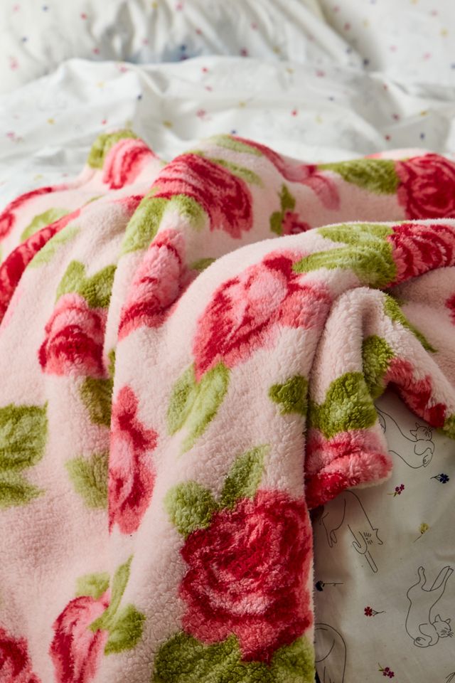 Couverture en polaire à motif floral rose #2