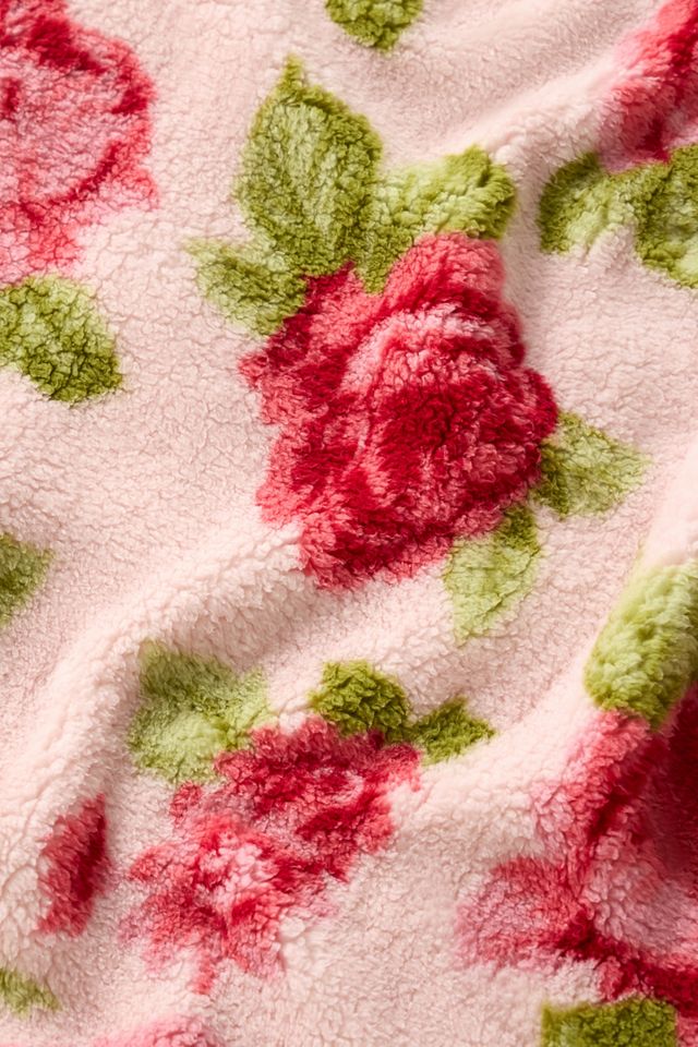 Couverture en polaire à motif floral rose #4