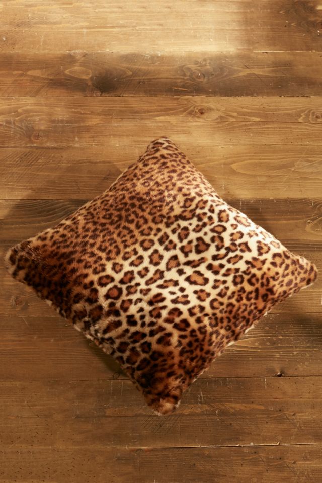 Faux Fur Leopard Throw Cushion #1