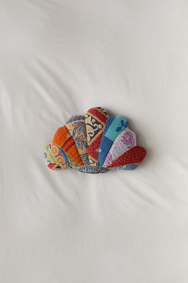 Urban Renewal One-Of-A-Kind Patchwork Seashell Cushion #1