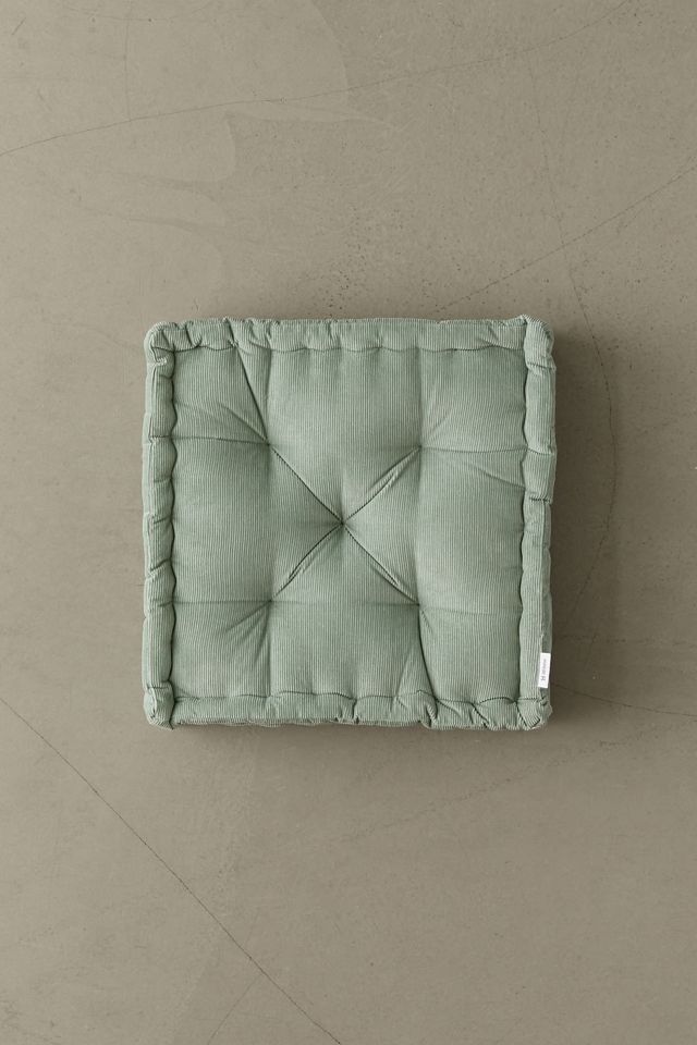 Coussin de sol en velours côtelé sauge lavé #2