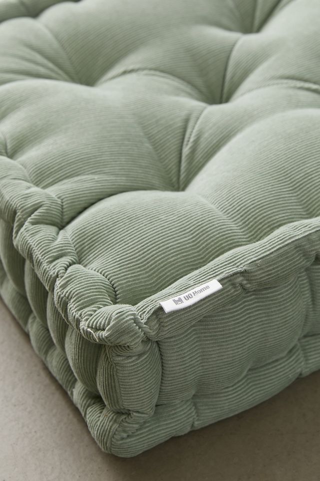 Coussin de sol en velours côtelé sauge lavé #3