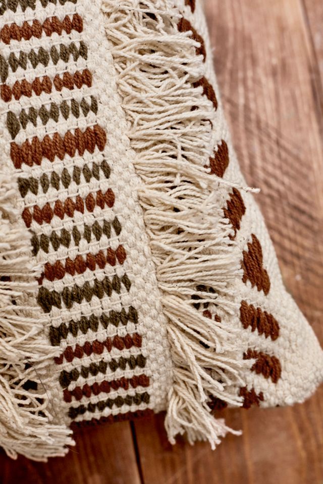 Woven Cream Fringe Throw Cushion #3